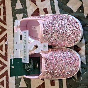 Laura Ashley Pink Glitter Slip-On Sneaker, Girls 4M